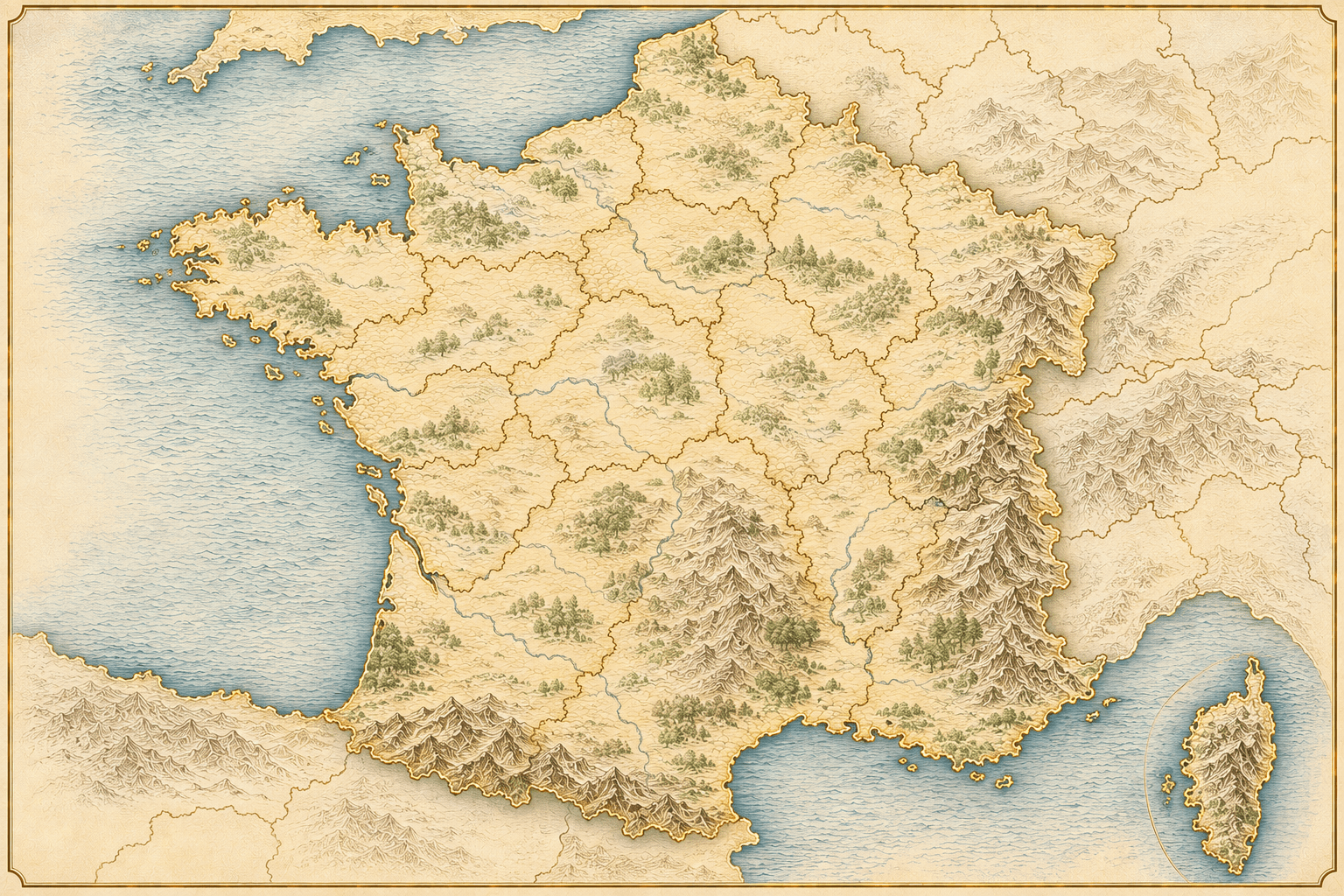 Carte illustrée de la France et de ses terroirs
